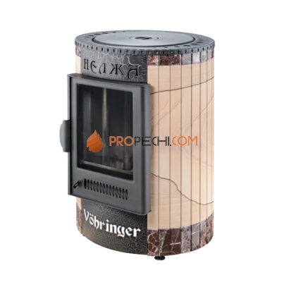 Отопительно-варочная печь Ферингер Нелжа - Окаменевшее дерево перенесённый рисунок + Россо Леванте