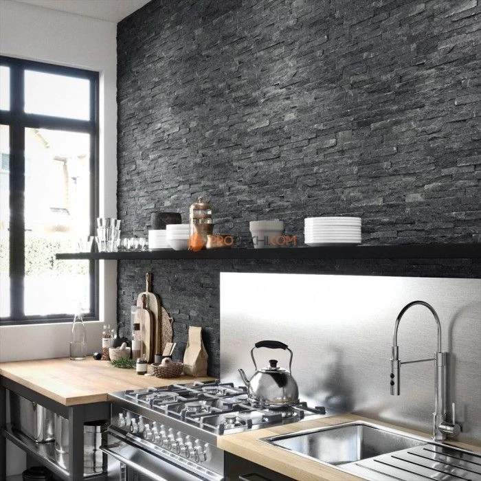 Панель Классик Кварцит Черный (600х150мм) упак. (7шт/0,63м2)