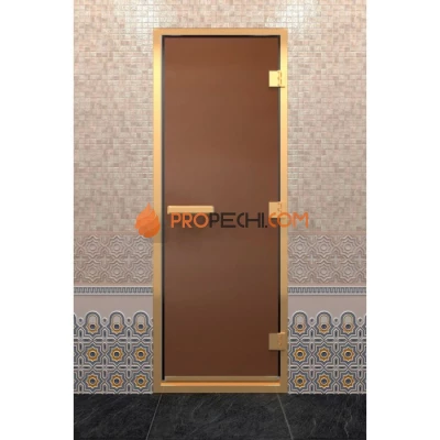Дверь для хамама DoorWood Золотой профиль Бронза матовая, 2000х900 мм