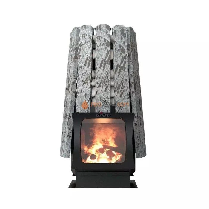 Дровяная банная печь Grill’D Cometa 350 Vega Short Window Max Stone Pro (Серпентинит)