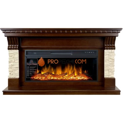 Каминокомплект Royal Flame Denver - Темный дуб / Бежевый (Ширина 1500 мм) с очагом Vision 42 LOG LED