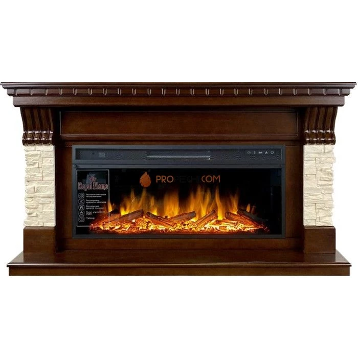 Каминокомплект Royal Flame Denver - Темный дуб / Бежевый (Ширина 1500 мм) с очагом Vision 42 LOG LED
