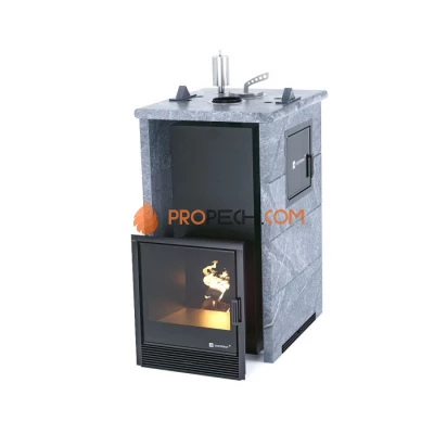 Дровяная печь для бани ИзиСтим Сочи М2 в трехстороннем кожухе из талькохлорита