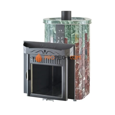 Дровяная печь для сауны Ферингер Макси До 30 м³ - Змеевик + Россо Леванте - обрамление Камень