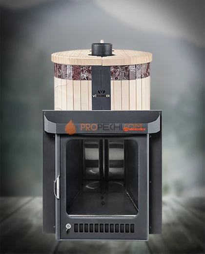 Банная печь Ферингер ПФ Оптима Окаменевшее дерево перенесенный рисунок + Россо Леванте