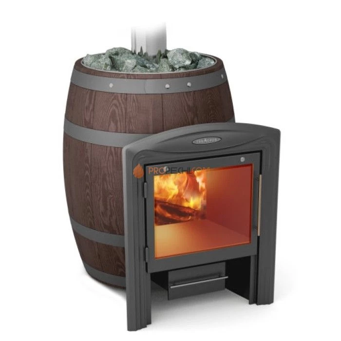 Печь для бани Термофор Вариата Inox Витра Баррель палисандр