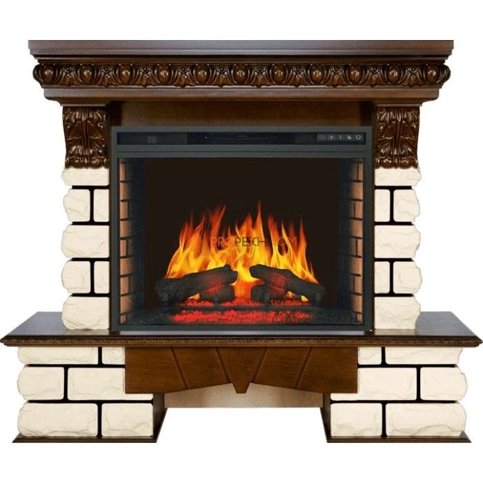 Каминокомплект Royal Flame Pierre Luxe LORD - Темный дуб / Белый с очагом Vision 28 EF LED FX