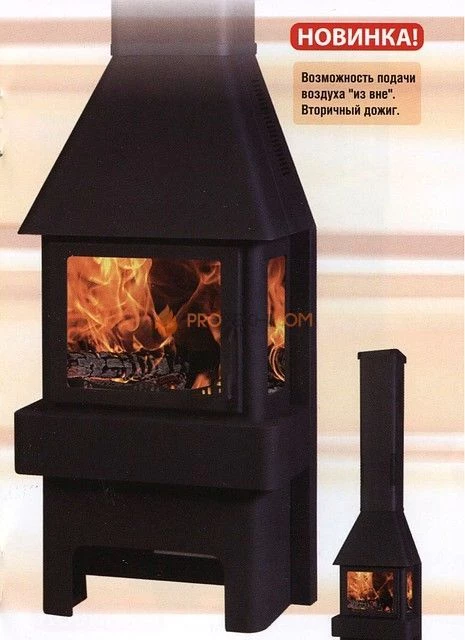 Печь-камин ЭкоКамин Бавария 3 стекла черная