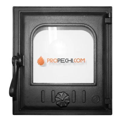 Дверца K402 топочная 250х280 мм застекленная, герметичная