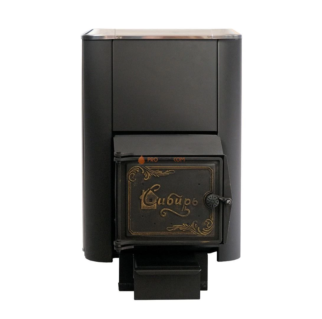 Чугунная банная печь "Сибирь-24" конвекционная с чугунной топочной дверцей