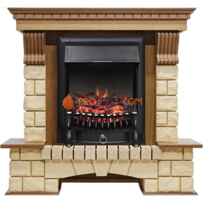 Каминокомплект Royal Flame Pierre Luxe - Дуб / Шампань с очагом Fobos FX Black
