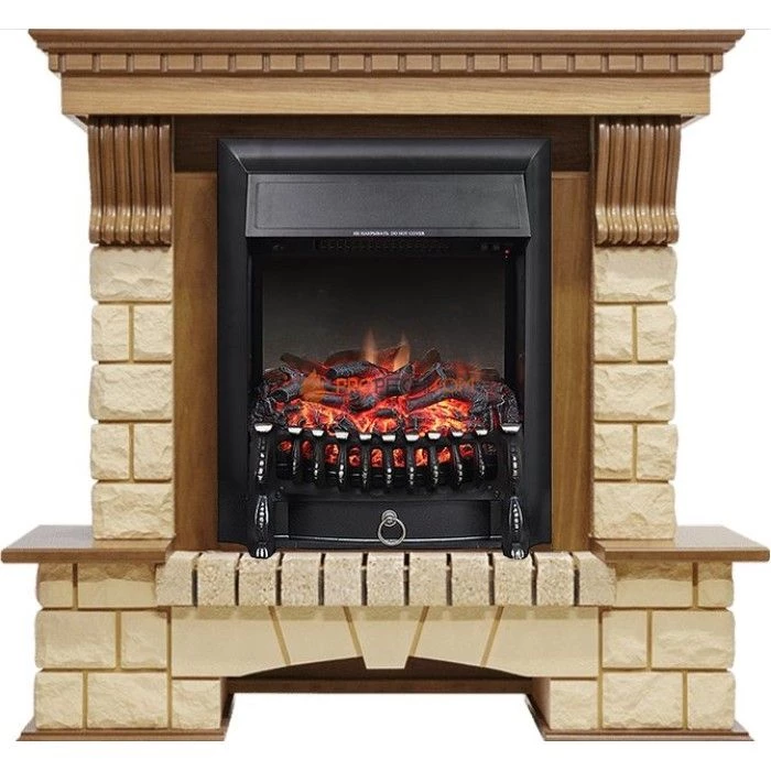 Каминокомплект Royal Flame Pierre Luxe - Дуб / Шампань с очагом Fobos FX Black