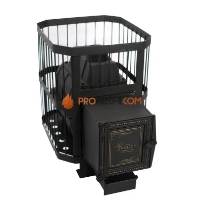 Чугунная банная печь "Сибирь-24" с универсальной чугунной топочной дверцей