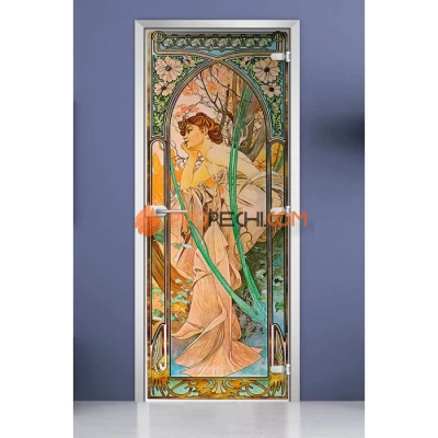 Стеклянная межкомнатная дверь DoorWood с фотопечатью Painting-12, 2000х600 мм