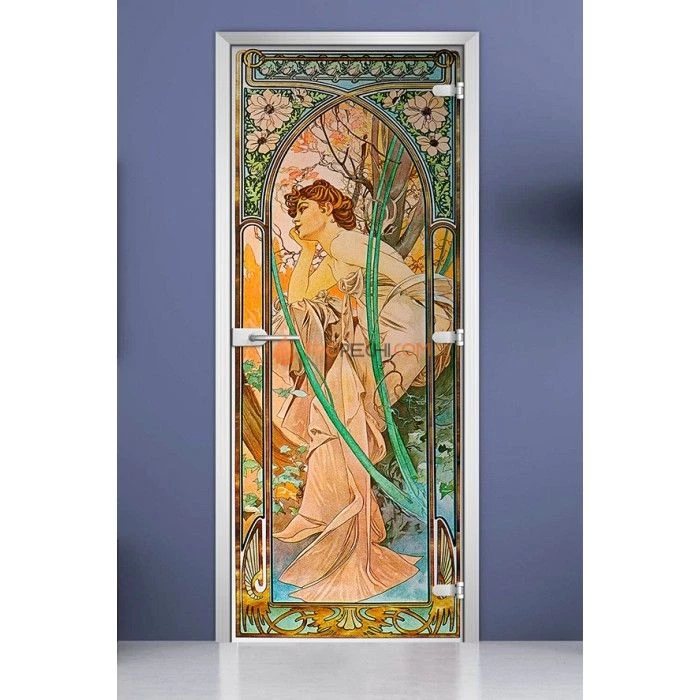 Стеклянная межкомнатная дверь DoorWood с фотопечатью Painting-12, 2000х600 мм