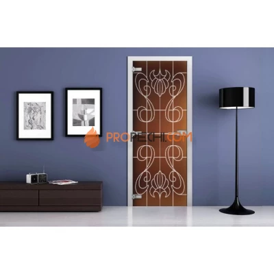 Стеклянная межкомнатная дверь DoorWood с рисунком MG-02 Бронза матовая, 2000х600 мм