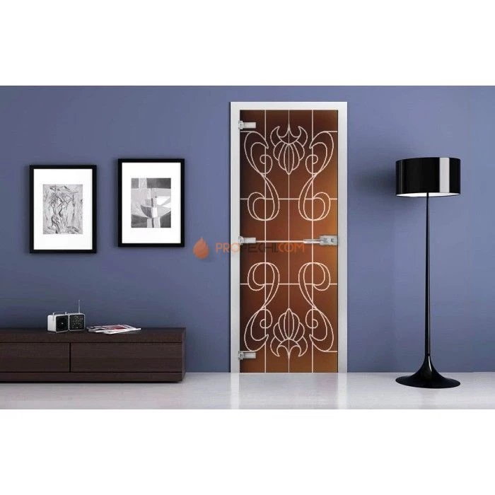 Стеклянная межкомнатная дверь DoorWood с рисунком MG-02 Бронза матовая, 2000х700 мм