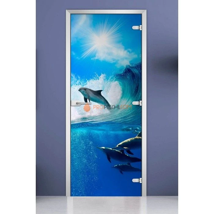 Стеклянная межкомнатная дверь DoorWood с фотопечатью Underwater World-09, 2000х700 мм