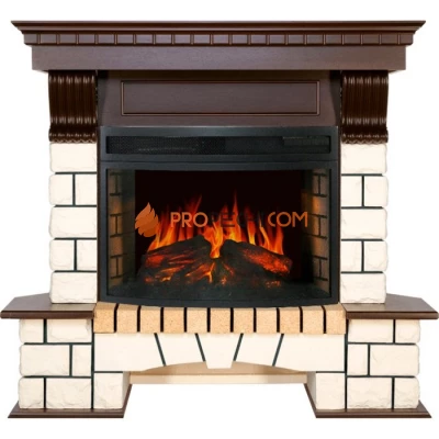 Каминокомплект Royal Flame Pierre Luxe угловой - Белый / Темный дуб с очагом Dioramic 25 LED FX