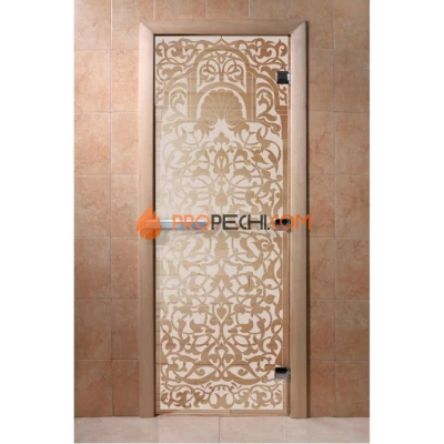 Дверь для бани DoorWood с рисунком Флоренция Прозрачная, 2000x700 мм