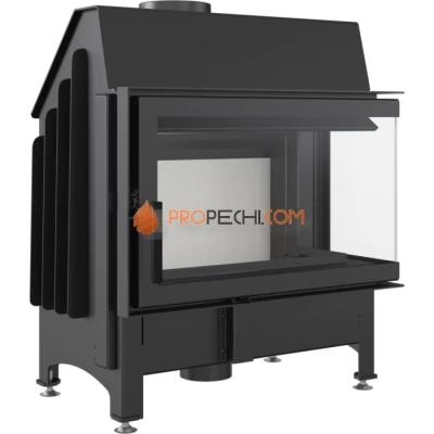 Каминная топка стальная Kratki Zibi/P/BS (угловое стекло справа) (11 кВт)