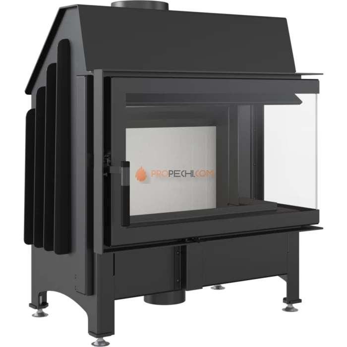 Каминная топка стальная Kratki Zibi/P/BS (угловое стекло справа) (11 кВт)