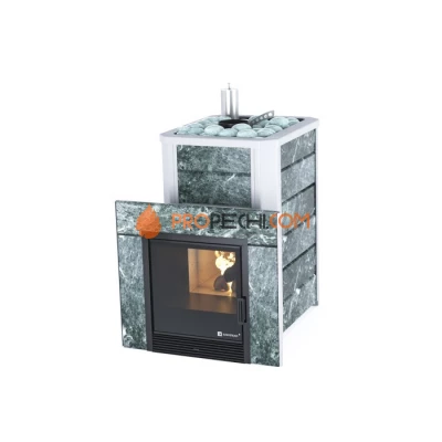 Дровяная печь для бани ИзиСтим Ялта 15 в камне Змеевик