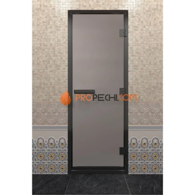 Дверь для хамама DoorWood Черный профиль Сатин, 2000х800 мм