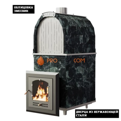 Чугунная печь для бани Инжкомцентр ВВД Калита Арочная PRO (змеевик) c дверцей из нержавеющей стали