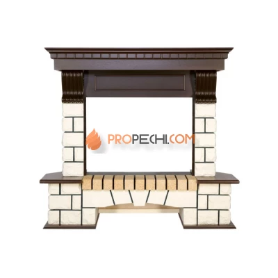 Портал Royal Flame Pierre Luxe угловой - Белый / Темный дуб