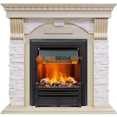 Каминокомплект Dimplex Dublin - Слоновая кость с патиной / Сланец крем с очагом Brookline Black