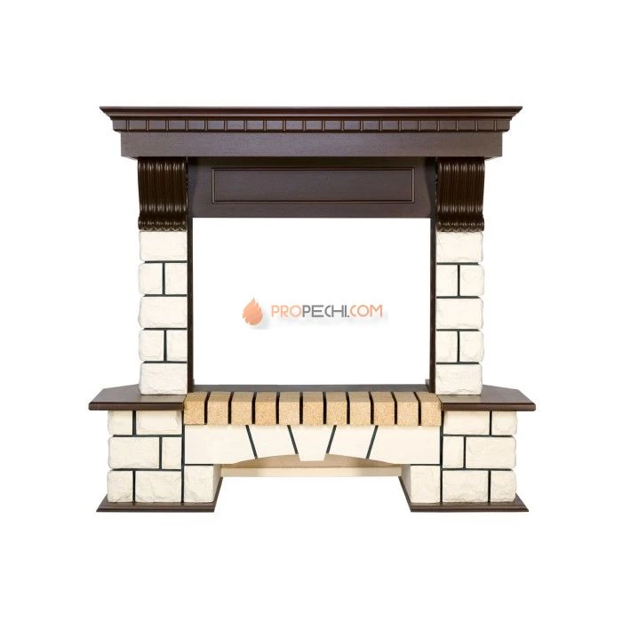 Портал Royal Flame Pierre Luxe угловой - Белый / Темный дуб