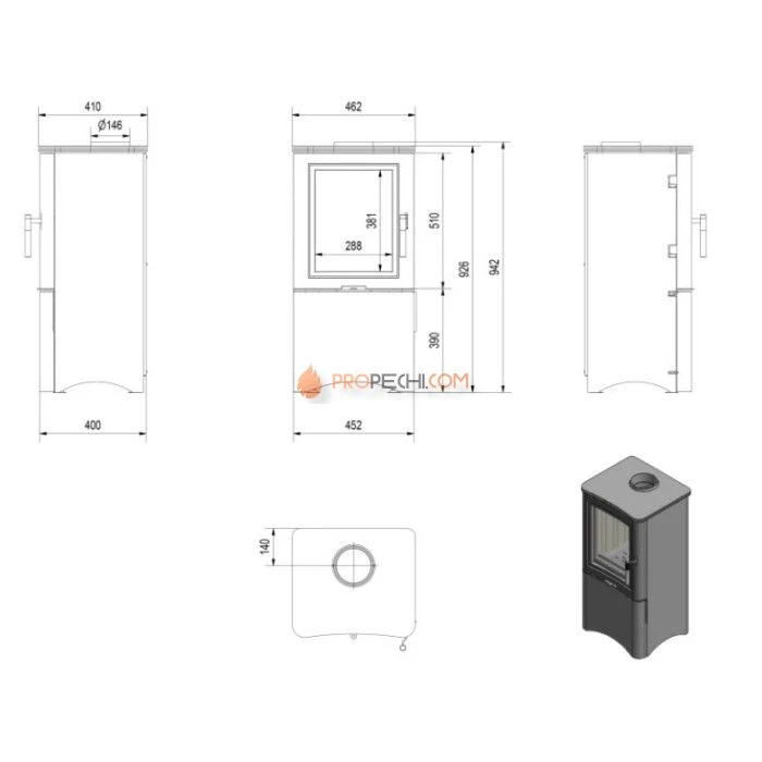Печь-камин Kratki Koza/K5/S/W/D