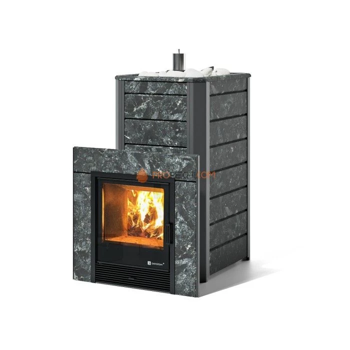 Дровяная печь для бани ИзиСтим Ялта 40/2024 в камне Пироксенит