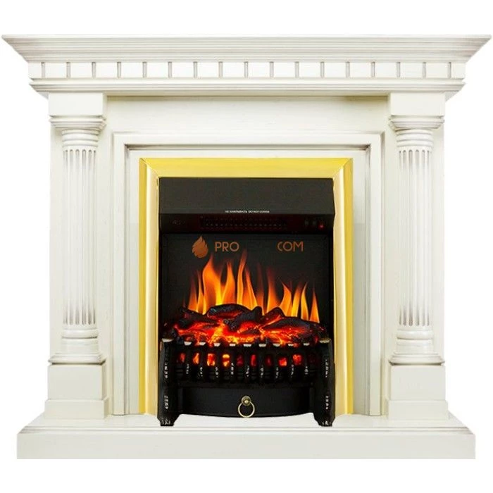 Каминокомплект Royal Flame Dallas - Слоновая кость с патиной с очагом Fobos FX Brass