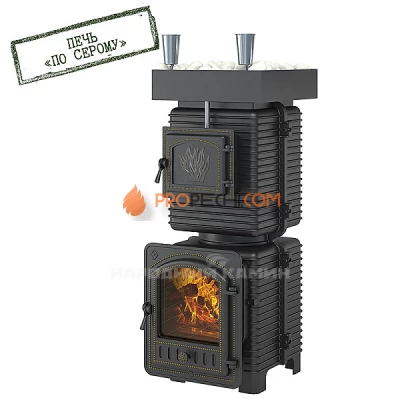 Печь для бани Эверест Легкий пар Профи по-серому (под обкладку) б/в