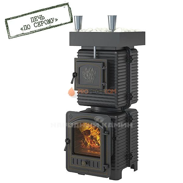 Печь для бани Эверест Легкий пар Профи по-серому (под обкладку) б/в