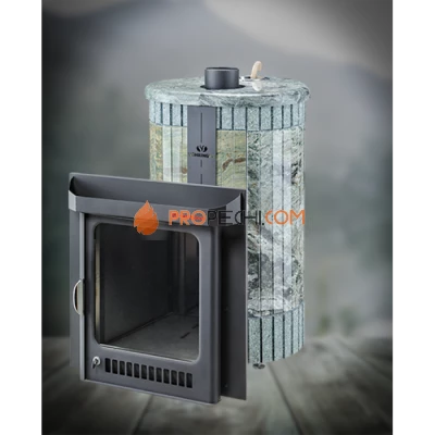 Дровяная печь для бани Ферингер Оптима до 28 м³ - Жадеит перенесённый рисунок + Жадеит бучардированный