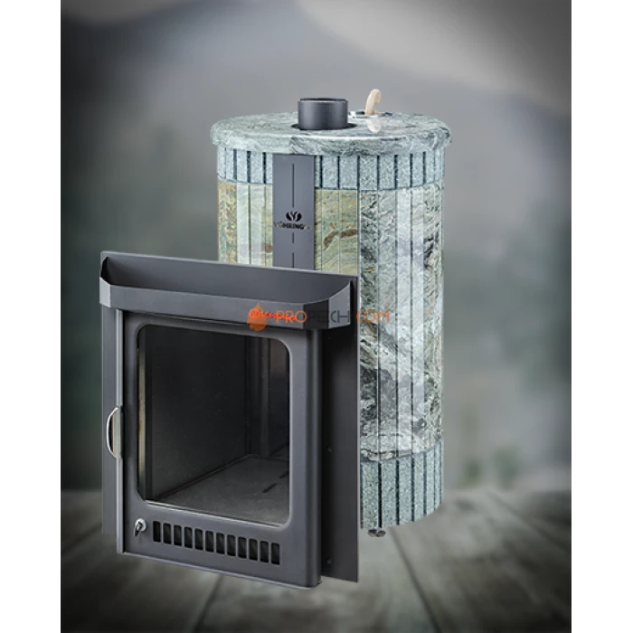 Дровяная печь для бани Ферингер Оптима до 28 м³ - Жадеит перенесённый рисунок + Жадеит бучардированный