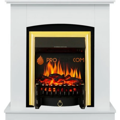 Каминокомплект Royal Flame Barcelona (разборный) - Белый с очагом Fobos FX Brass