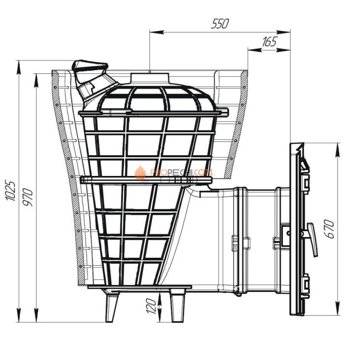 Чугунная печь для бани Атмосфера V сетка нержавейка