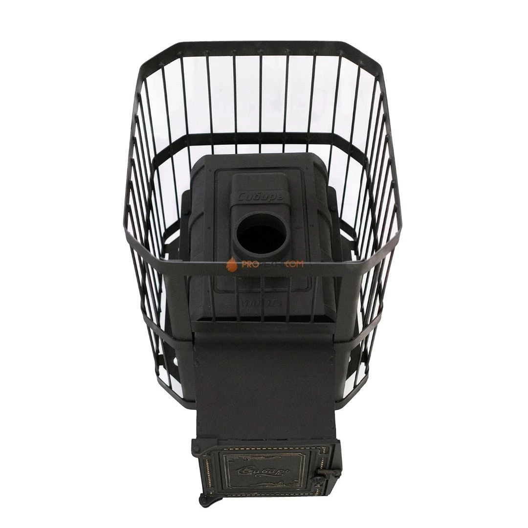 Чугунная банная печь "Сибирь-18" с универсальной чугунной топочной дверцей