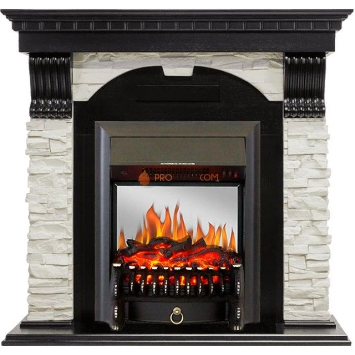 Каминокомплект Royal Flame Dublin - Венге / Сланец белый с очагом Fobos FX M Black