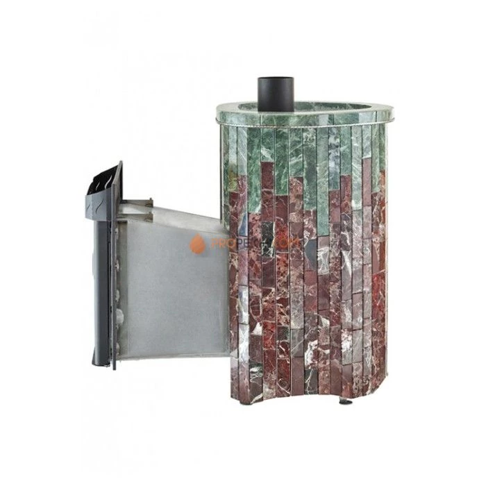 Дровяная печь для сауны Ферингер Макси До 30 м³ - Змеевик + Россо Леванте - обрамление Камень