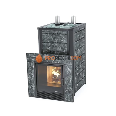 Дровяная печь для бани ИзиСтим Ялта 35 К в камне Пироксенит