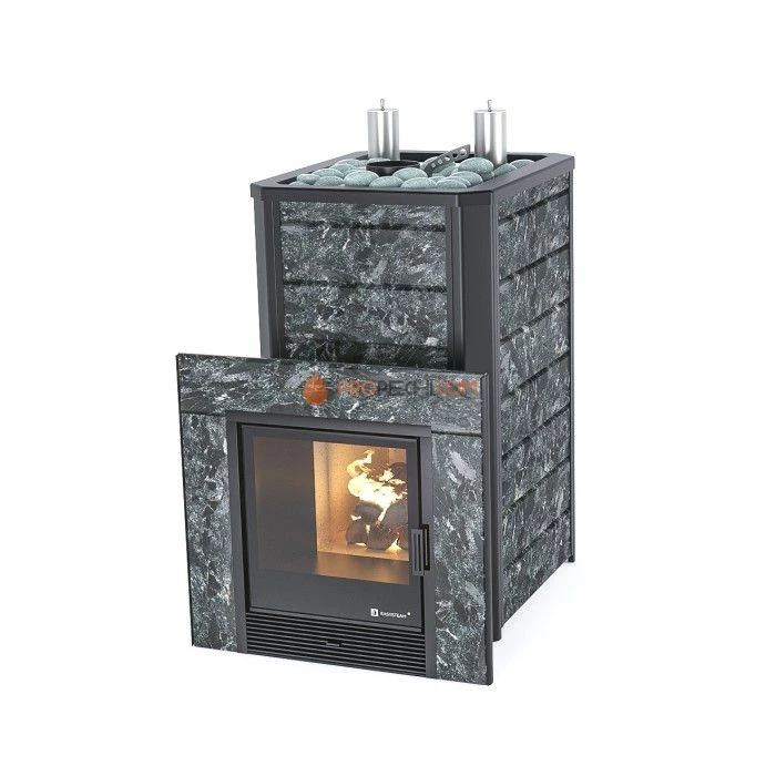 Дровяная печь для бани ИзиСтим Ялта 35 К в камне Пироксенит