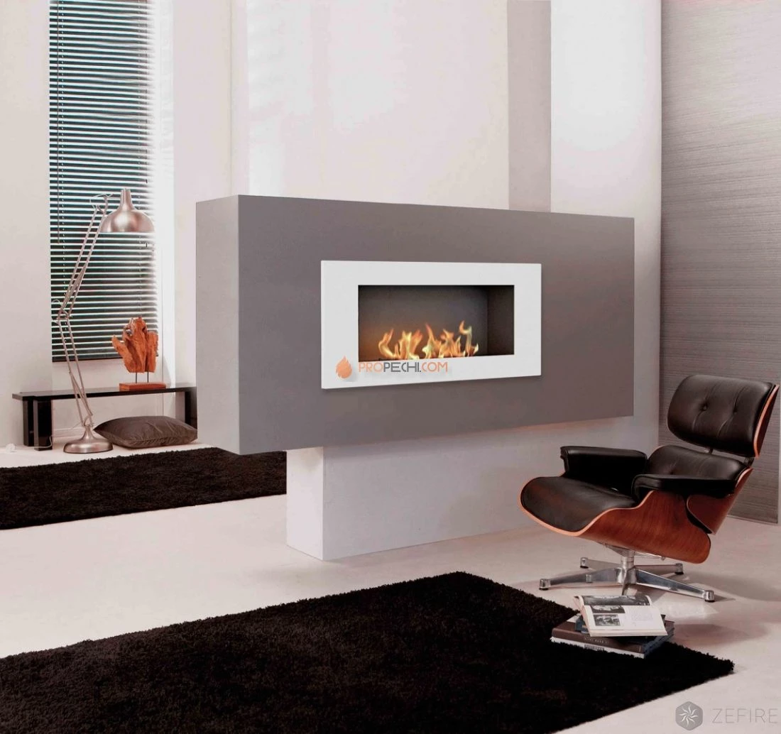 Биокамин Zefire Elliot 900 с белой рамкой