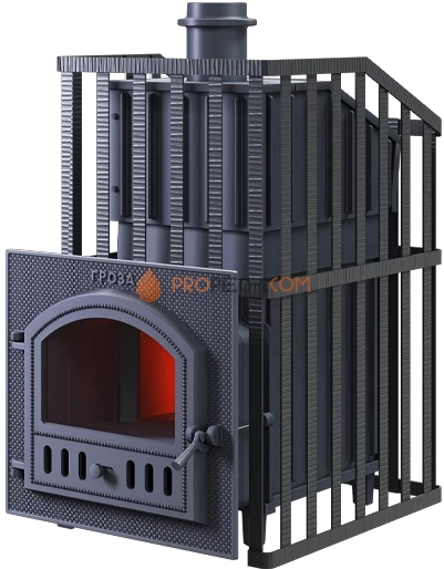 Чугунная банная печь Гроза Ураган 18П в сетке