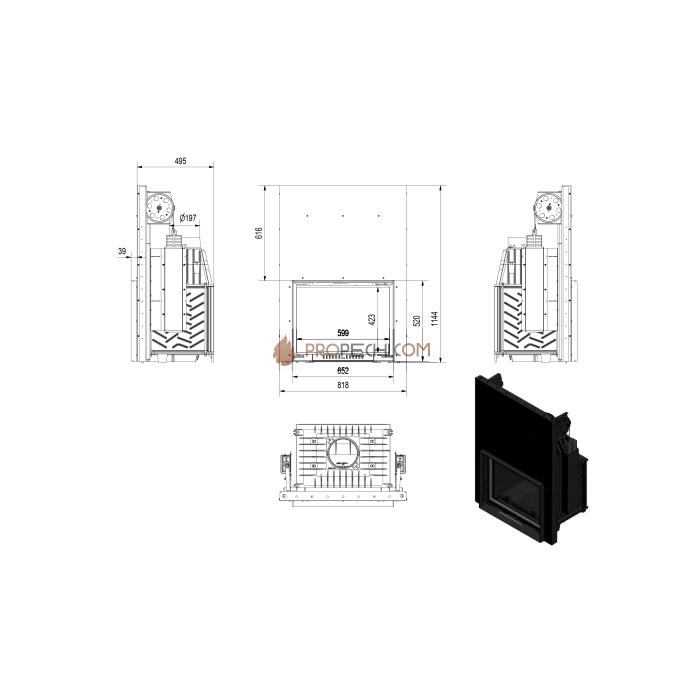 Каминная топка Kratki Zuzia/G (гильотина)