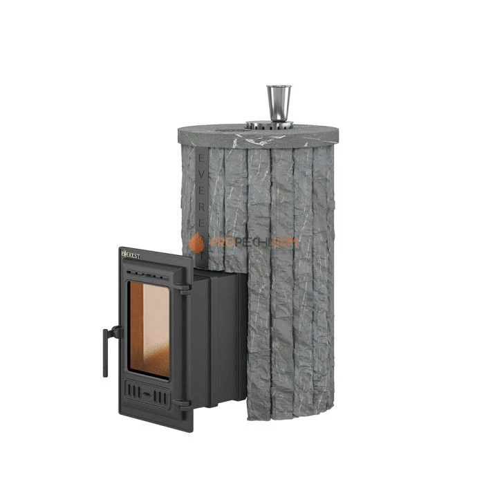 Чугунная печь для бани Эверест Steam Master 24 Ламель Рваный камень, S-20